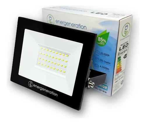Reflector Energeneration Pbel-50-ww 50w Led Luz Cálida Negro