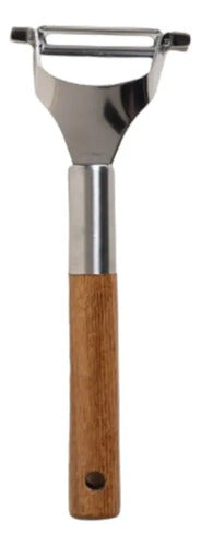 Pelapapas Vertical De Acero Inoxidable Con Mango De Madera Acacia Plateado