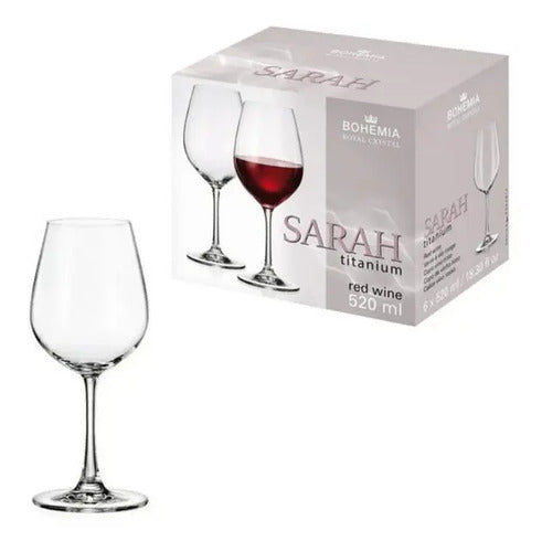 Set X 6 Copa Cristal Agua Vino Bohemia Sarah Titanium 520 Ml Color Transparente