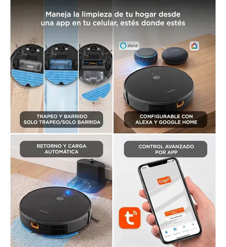 Aspiradora Robot Gadnic 3 en 1 Control App Voz 4 Modos Senso Negro · 20222 · foto 04