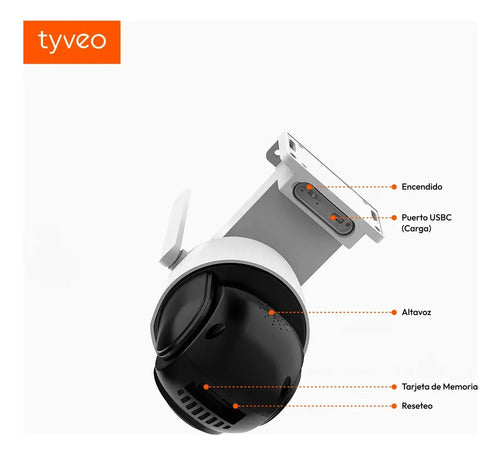 Cámara de Seguridad Domo 360 HD 3MP WiFi Panel Solar App Tuya Blanca · 16208 · foto 03