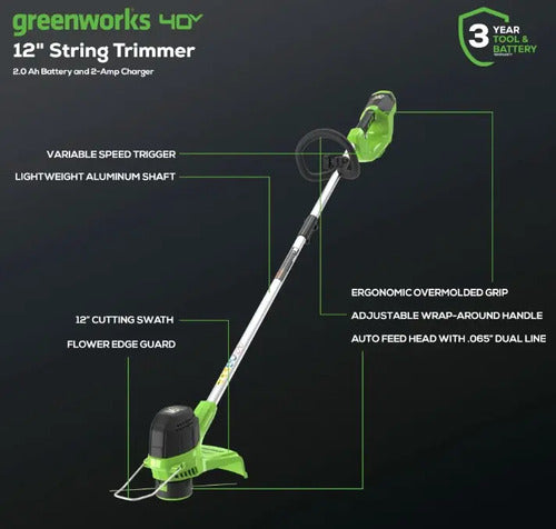 Kit Bordeadora Inalámbrica Greenworks G40lt Con Batería 2ah