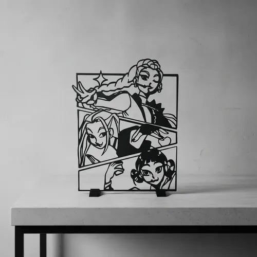 Kpop Rumi Zoey Mira Souvenirs + Soporte Arte Negro Perlado