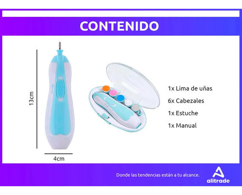 Lima de Uñas Eléctrica para Bebé con Luz Silenciosa Rosa · 7324 · foto 06