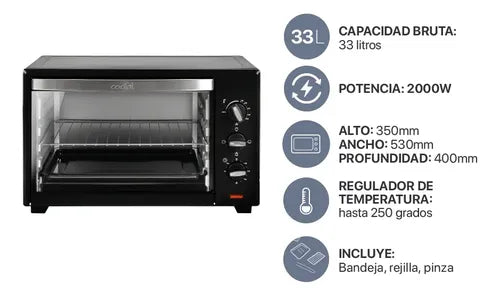 Horno Eléctrico Codini 46 Negro 2000w · 19171 · foto 01