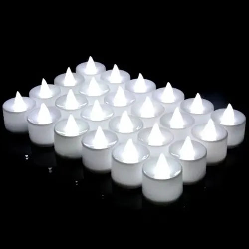 Velas Led Blanco Frio Con Pila X 24 Souvenir Fiestas (00244)