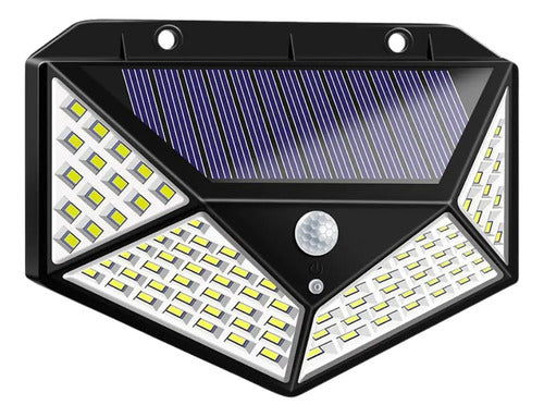 Reflector Panel Solar 100 Led Apique Sens Movimiento Set X 4 Negro Blanco Frío