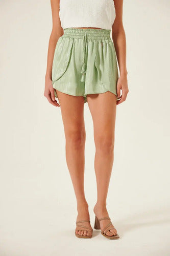 Short De Fiesta Detalle Estampa Hilo Brillante Rimmel Verde
