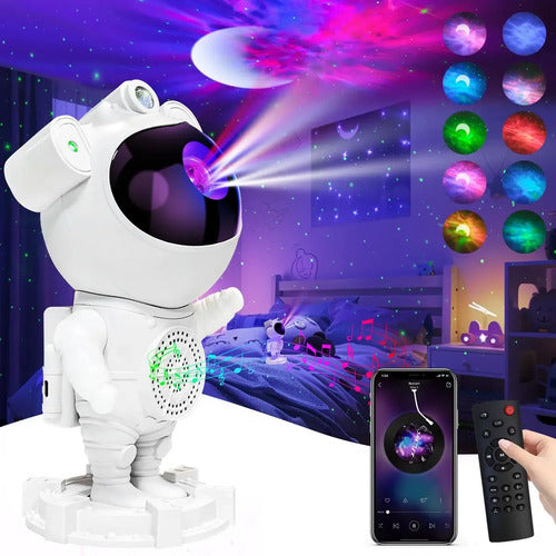 Velador Proyector Astronauta con Parlante Bluetooth Geotek Blanco y Negro · 15942 · foto 02