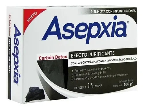 Jabón Asepxia De Carbón Detox Efecto Purificante 100 G