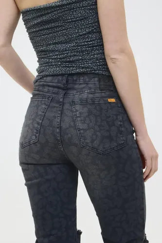 Jean Skinny Pantera Negro Chermix De Mujer Algodón Negro 24