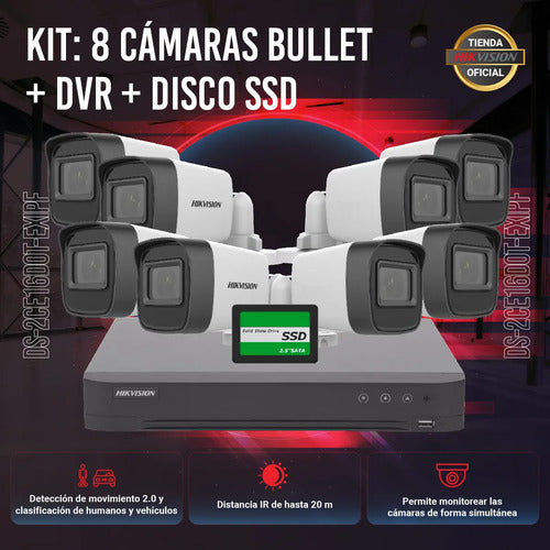 Kit Seguridad Dvr 8 Canales + 8 Camaras + Disco 480 + Cables