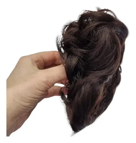 Rodete con Broche de Pelo Sintético Opaco Castaño Oscuro · 17215 · foto 04