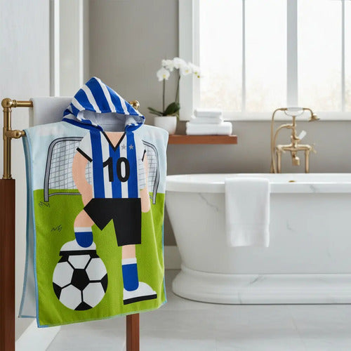 Toallón Infantil Poncho con Capucha Fútbol Playero de Baño · 5202 · foto 03
