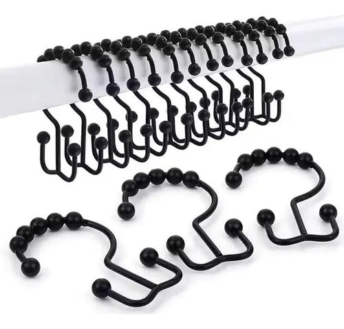Ganchos Doble Cortinas Baño Acero Inoxidable Negro X12