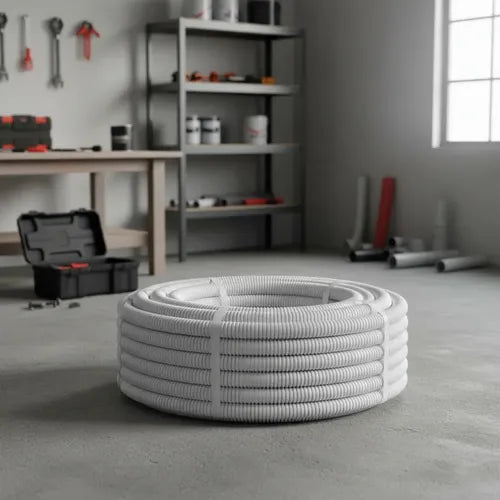 Caño Corrugado Blanco Pvc 7/8 22mm 25mts Tecnocom Modelo Clv2225