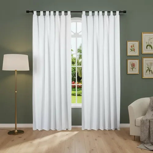 Cortina Tropical Mecanico 2 Paños Listas P/ Colgar 2 X 1,3 M Blanco