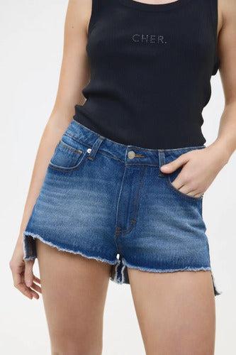 Short Jean Square Cher Mix De Mujer Algodón Azul 28