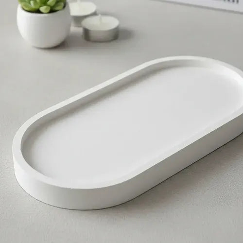 Bandeja de Yeso Ovalada Decorativa para Vela o Suculenta Pack x 10 Blanco · 15783 · foto 08