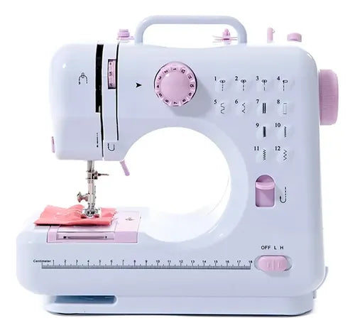 Maquina De Coser Portátil Fhsm-505a 12 Puntadas Pedal Blanco