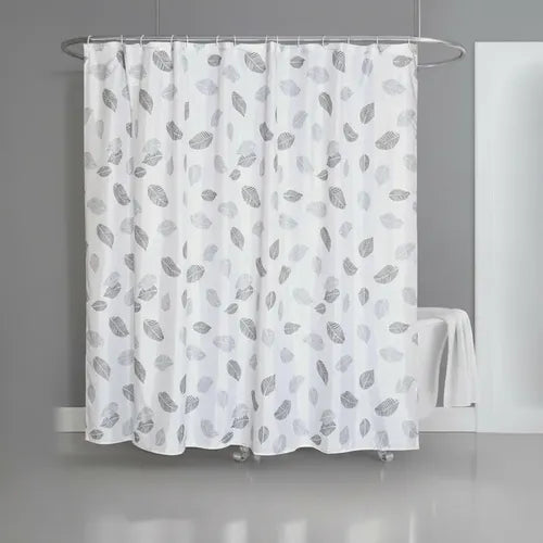 Cortina De Baño Teflón Estampada Imperme Blanco Hoja