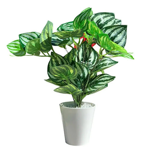 Planta Artificial De Escritorio 35 Cm Con Maceta + Piedras