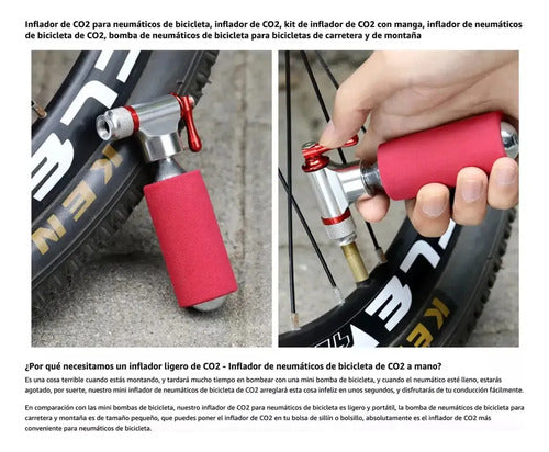 Inflador de CO2 Prostar para Bicicleta Presta y Schrader Rojo · 16902 · foto 02