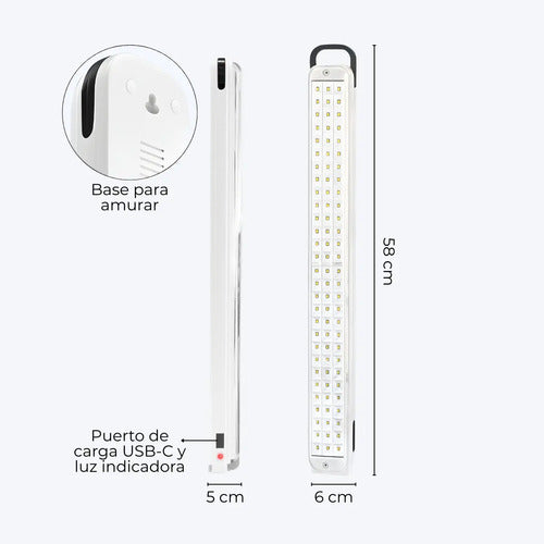 Luz Emergencia Oryx Or-90l Led Recargable Usb Blanco
