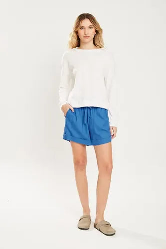 Short Tiro Alto De Lino Con Elastano Koxis Mujer Azul S