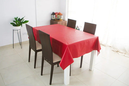Mantel De Ecocuero Rectangular 2.50x1.40mts Rojo