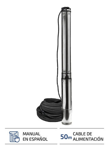 Bomba Sumergible Pozo Napa 4 Pulgadas 1,5 Hp 6500 L/h Cable