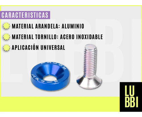 Arandela Anodizada Aluminio Moto Auto 6mm M6 X10 Colores Jdm