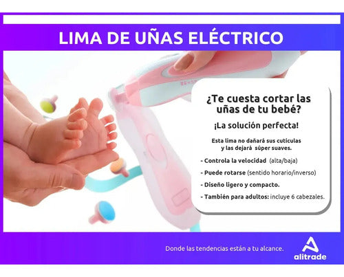 Lima de Uñas Eléctrica para Bebé con Luz Silenciosa Rosa · 7324 · foto 02