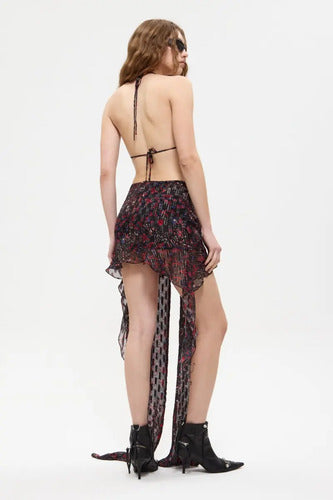 Pollera Falda Mini Gasa Volados Laterales Cher Mix Mujer