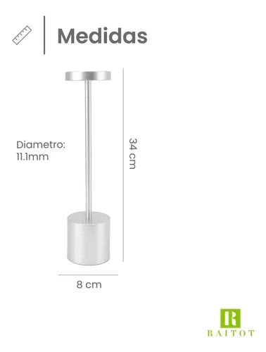 Lampara Velador Led Recargable Usb Tactil Mesa Estructura Plateado Pantalla · 18946 · foto 02