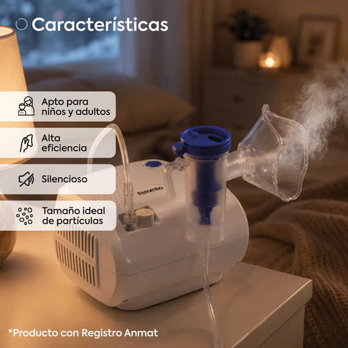 Nebulizador Piston Silencioso Adultos Pediatrico Compresor Comun Femmto Blanco