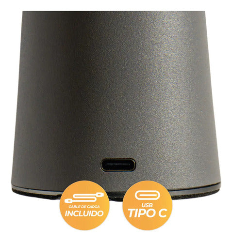 Velador Led Táctil Practiled Dimerizable Usb Metal Gris Recargable