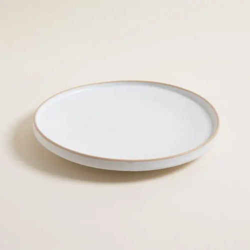 Plato Playo Tozeur Blaco Con Borde Natural De 26cm Ceramica Color Blanco