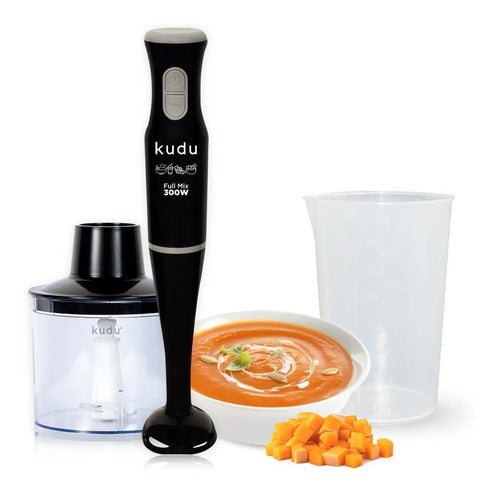 Minipimer Mixer De Mano Kudu Con Vaso Dosificador Y Picador Color Negro