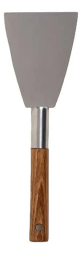 Espatula De Cocina De Acero Inoxidable Y Madera Acacia Color Plateado