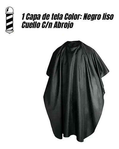 Kit de Barbería y Peluquería Capa, Cepillo, Rociador y Portatalco Negro · 18066 · foto 01