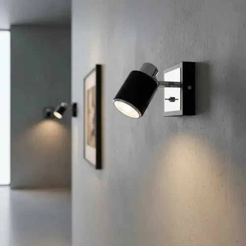 Aplique Pared Candil Negro Con Interruptor Gu10 Led Interior