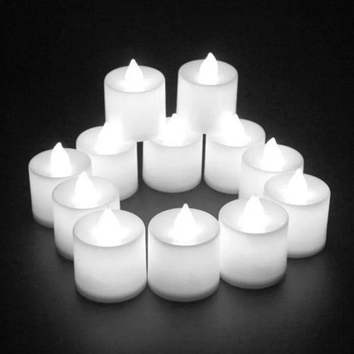 Velas Led Blanco Frio Con Pila X 24 Souvenir Fiestas (00244)