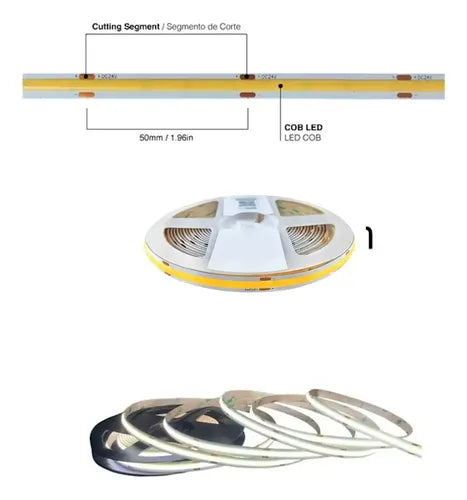 Tira Led Cob 320led Interior Blanco Frio Calido Neutro 24v