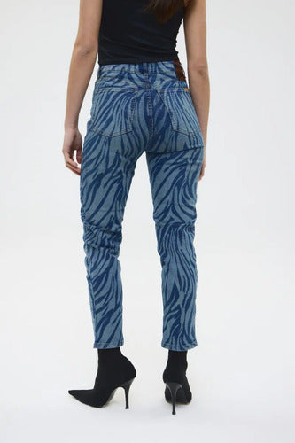 Jean Slim Zebra Azul Chermix De Mujer Algodón Azul 22
