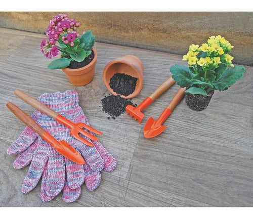 Kit 4 Piezas Herramientas Set Jardin Tramontina Para Maceta