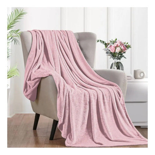 Frazada Manta Flannel 2 1/2 Plazas Polar Termica Suave Color