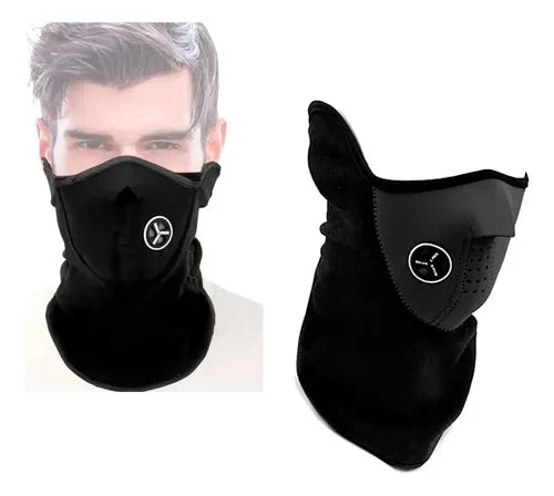 Máscara Cuello Térmico Neoprene Polar Spady Moto Cubre Nariz Orejas Negro Liso Único