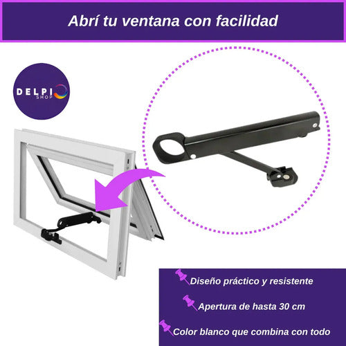 Brazo de Empuje Bronzen para Ventana Proyectante 16cm Modena Negro · 20722 · foto 03