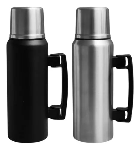 Termo Camping Acero Inoxidable 1 L Asa Abatible Plateado